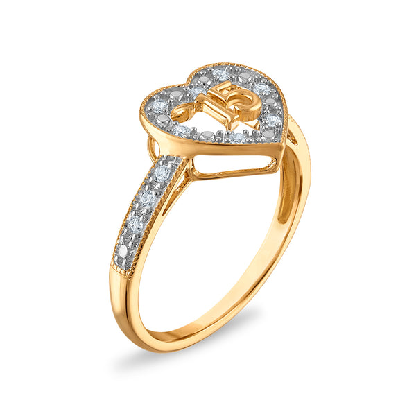 White Diamond Hearts & Symbols Ring in 10KT Gold