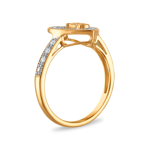 White Diamond Hearts & Symbols Ring in 10KT Gold
