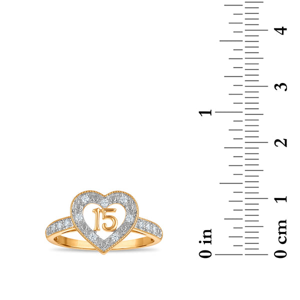White Diamond Hearts & Symbols Ring in 10KT Gold