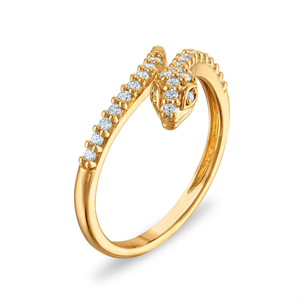 White Diamond Snake Ring in 10KT Gold