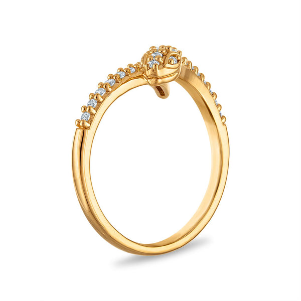 White Diamond Snake Ring in 10KT Gold