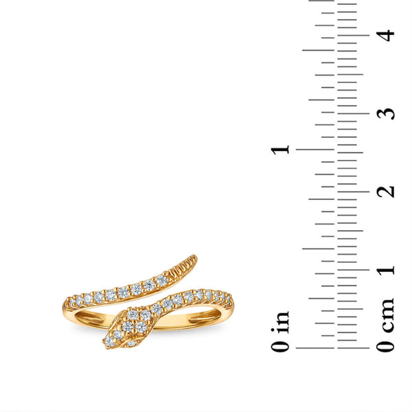 White Diamond Snake Ring in 10KT Gold