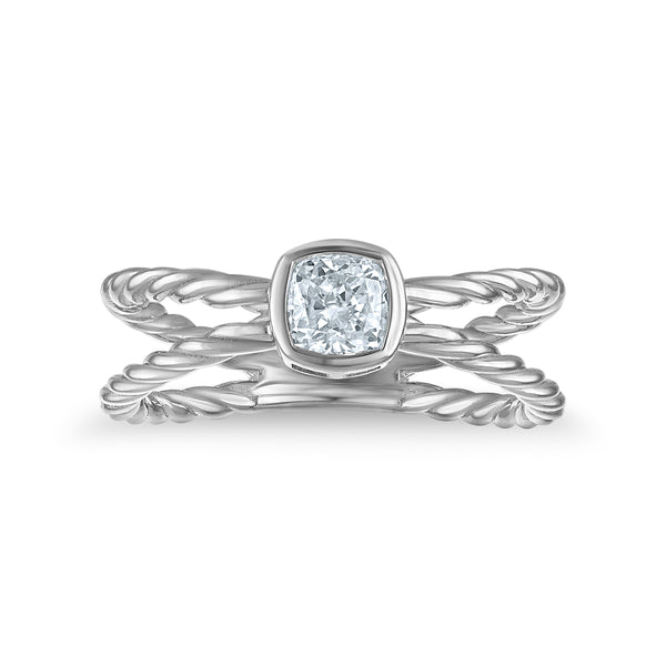 White Diamond Fashion Ring in 925 Silver