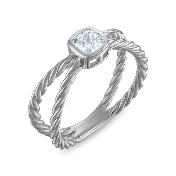 White Diamond Fashion Ring in 925 Silver
