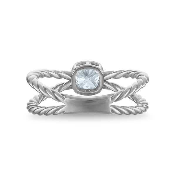 White Diamond Fashion Ring in 925 Silver