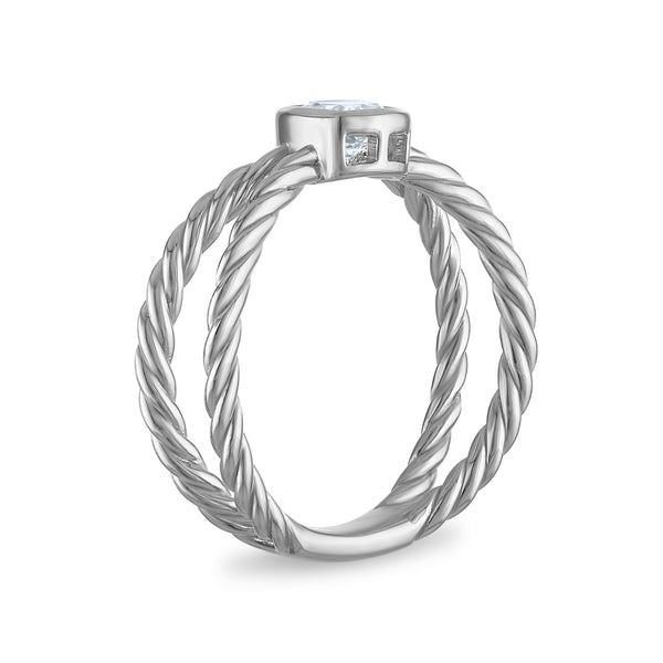 White Diamond Fashion Ring in 925 Silver
