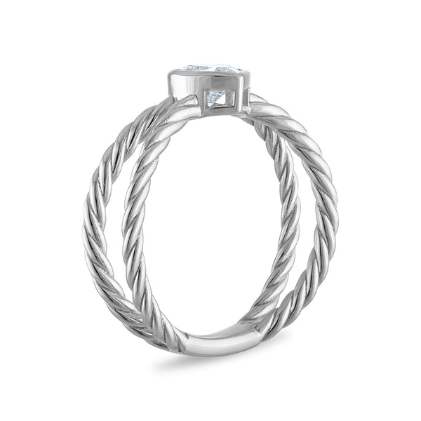 White Diamond Fashion Ring in 925 Silver