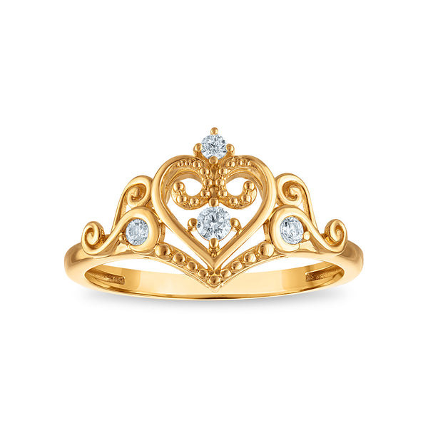 White Diamond Hearts & Symbols Ring in 10KT Gold