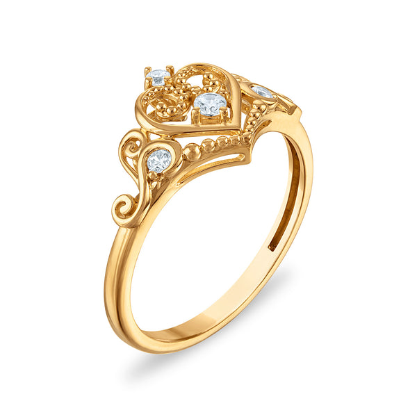 White Diamond Hearts & Symbols Ring in 10KT Gold