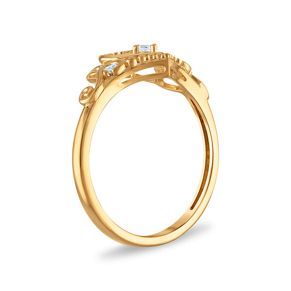 White Diamond Hearts & Symbols Ring in 10KT Gold