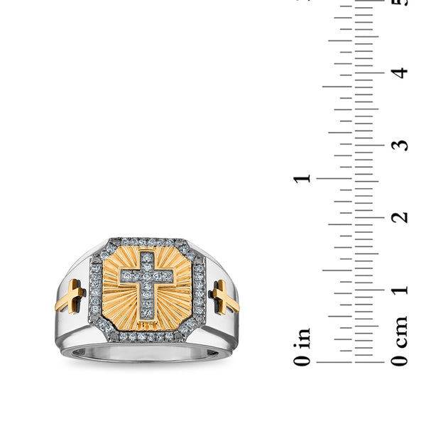 EcoLove 1/4 CTW Lab Grown Diamond Cross Ring in Two-Tone Sterling Silver