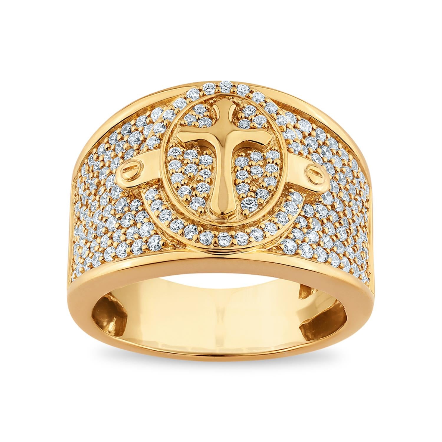 Titán by Adrian Gonzalez 1-1/2 CTW Lab Grown Diamond Cross Ring in 10KT Yellow Gold