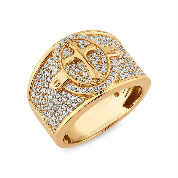 Titán by Adrian Gonzalez 1-1/2 CTW Lab Grown Diamond Cross Ring in 10KT Yellow Gold