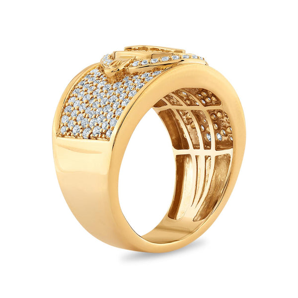 Titán by Adrian Gonzalez 1-1/2 CTW Lab Grown Diamond Cross Ring in 10KT Yellow Gold