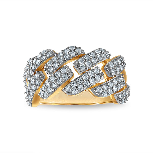 White Diamond Cuban Link Ring in 925 Silver