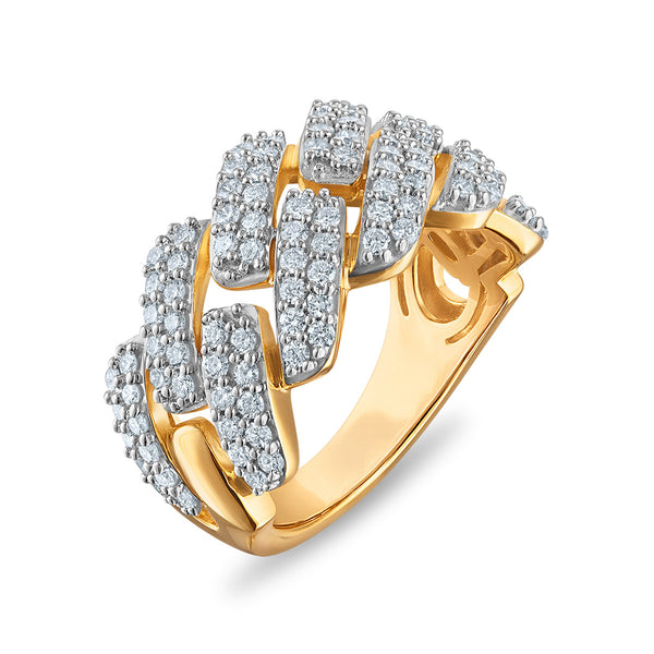 White Diamond Cuban Link Ring in 925 Silver