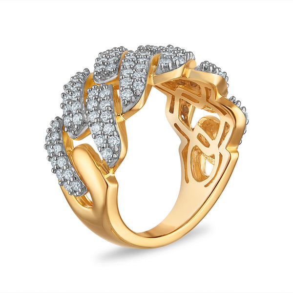 White Diamond Cuban Link Ring in 925 Silver