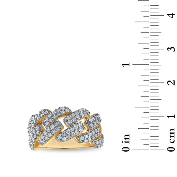 White Diamond Cuban Link Ring in 925 Silver