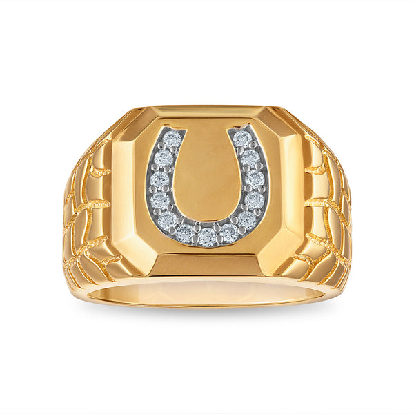White Diamond Horseshoe Ring in 925 Silver