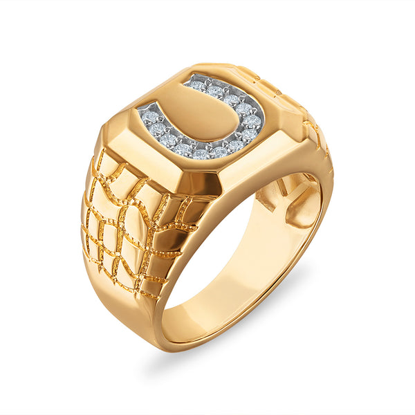 White Diamond Horseshoe Ring in 925 Silver