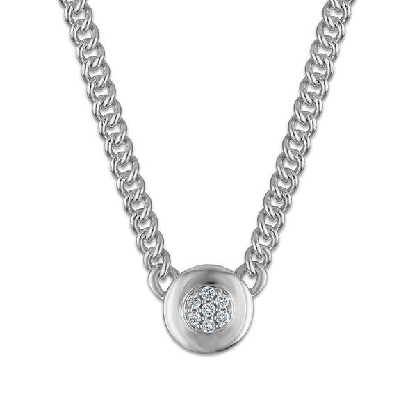 White Diamond Solitaire Necklace in 925 Silver