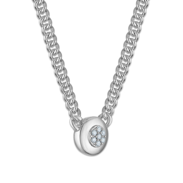 White Diamond Solitaire Necklace in 925 Silver