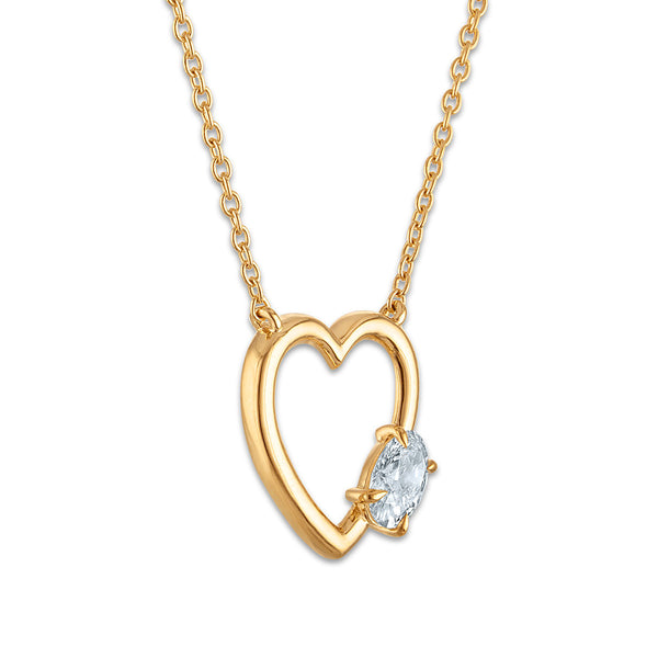 EcoLove 1/2 CTW Lab Grown Diamond Heart Necklace in Gold Plated Sterling Silver