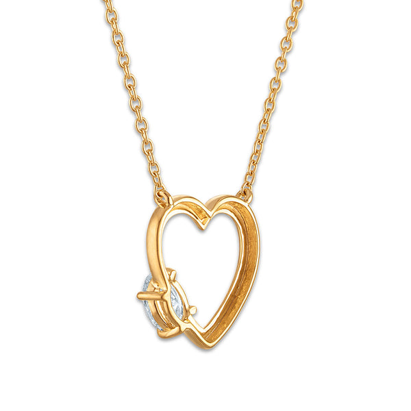 EcoLove 1/2 CTW Lab Grown Diamond Heart Necklace in Gold Plated Sterling Silver