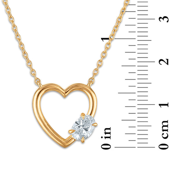 EcoLove 1/2 CTW Lab Grown Diamond Heart Necklace in Gold Plated Sterling Silver