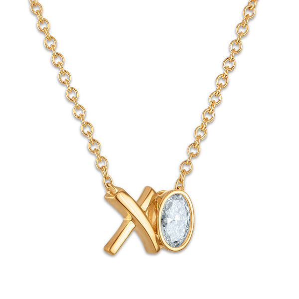 EcoLove 1/2 CTW Lab Grown Diamond XO Necklace in Gold Plated Sterling Silver