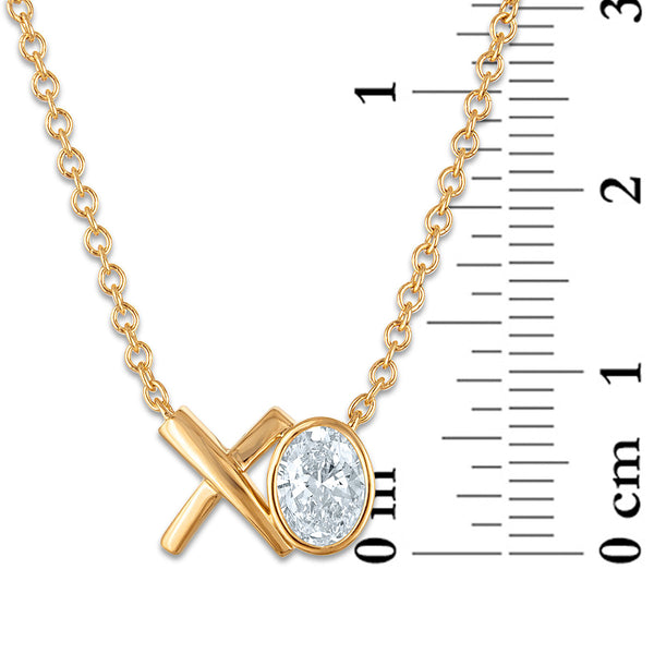 EcoLove 1/2 CTW Lab Grown Diamond XO Necklace in Gold Plated Sterling Silver