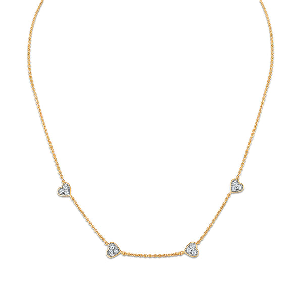 White Diamond Hearts & Symbols Necklace in 925 Silver