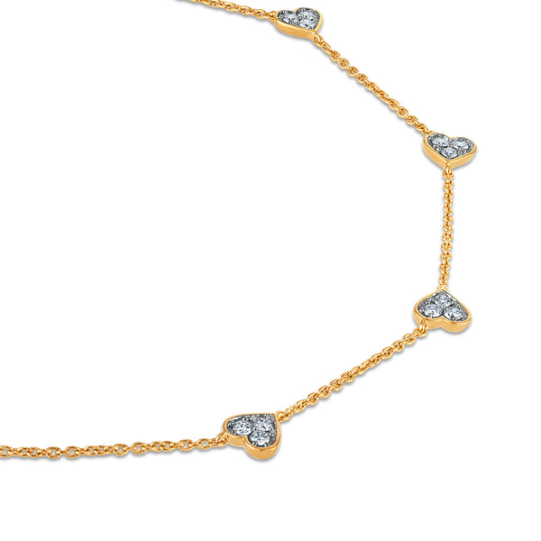 White Diamond Hearts & Symbols Necklace in 925 Silver