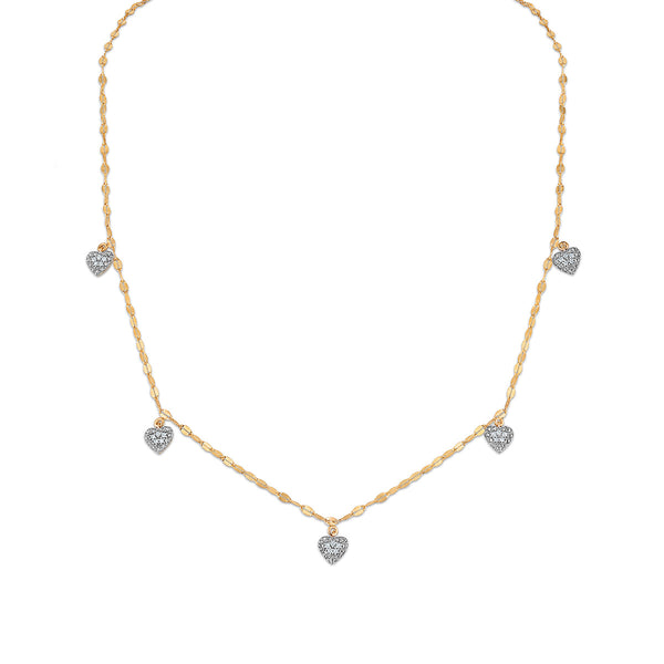 White Diamond Hearts & Symbols Necklace in 925 Silver