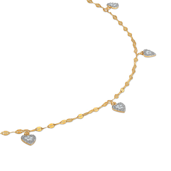 White Diamond Hearts & Symbols Necklace in 925 Silver