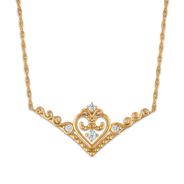 White Diamond Quinceanera Necklace in 10KT Gold