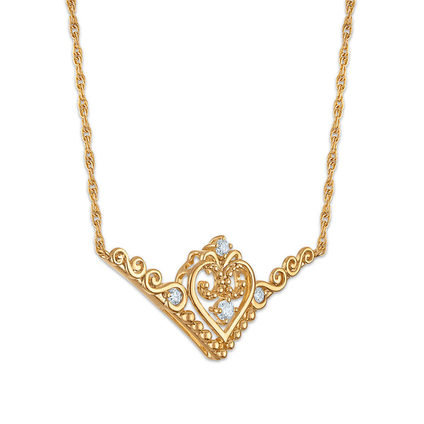 White Diamond Quinceanera Necklace in 10KT Gold