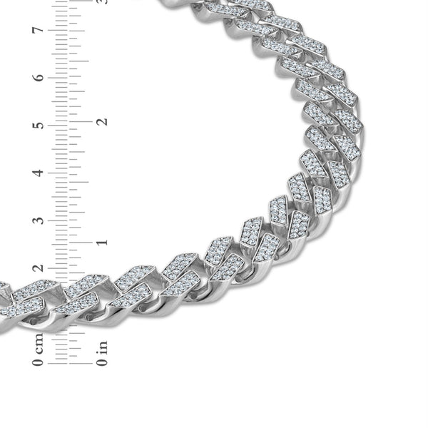 White Diamond Cuban Link Necklace in 925 Silver