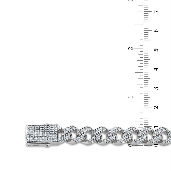White Diamond Cuban Link Necklace in 925 Silver