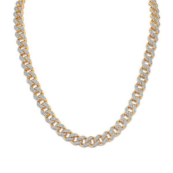White Diamond Cuban Link Necklace in 925 Silver