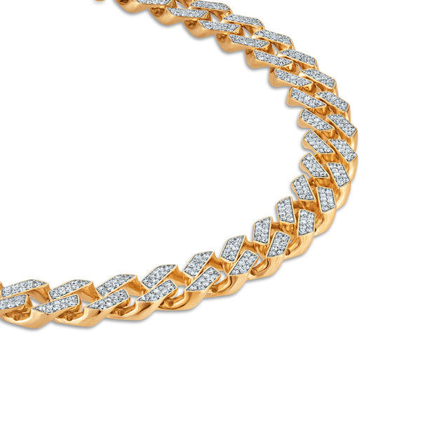 White Diamond Cuban Link Necklace in 925 Silver