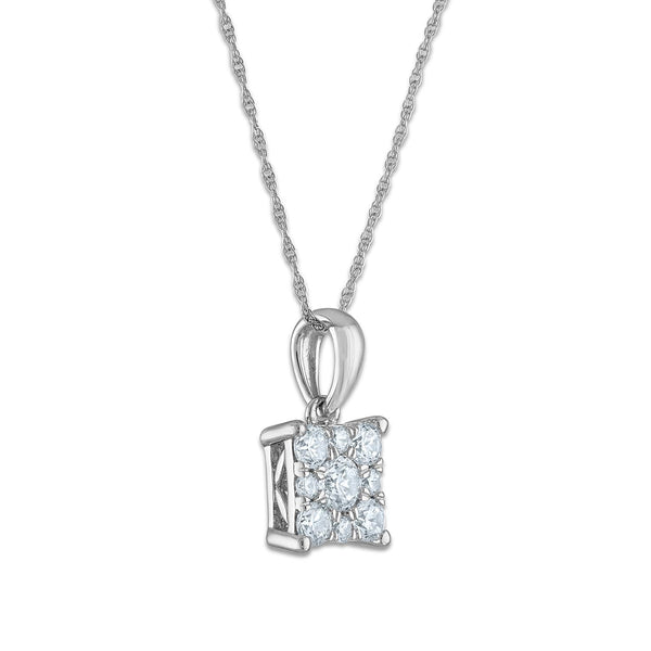 EcoLove 1/4 CTW Lab Grown Diamond Cluster 18-inch Pendant in 14KT White Gold
