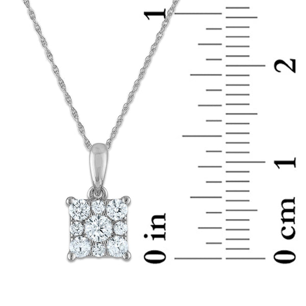 EcoLove 1/4 CTW Lab Grown Diamond Cluster 18-inch Pendant in 14KT White Gold