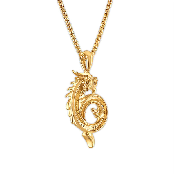 EcoLove 1/4 CTW Lab Grown Diamond 24-inch Dragon Pendant in Gold Plated Sterling Silver