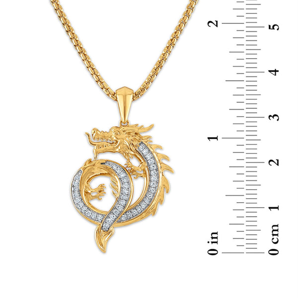 EcoLove 1/4 CTW Lab Grown Diamond 24-inch Dragon Pendant in Gold Plated Sterling Silver