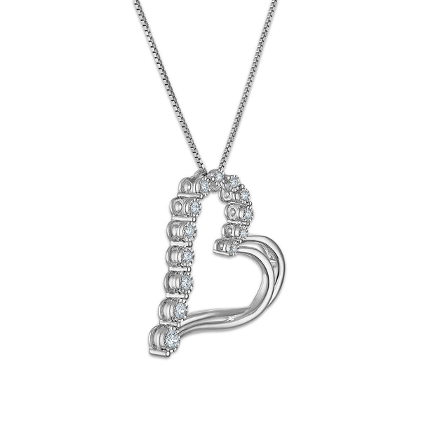 EcoLove 1/4 CTW Lab Grown Diamond 18-inch Heart Pendant in Gold Plated Sterling Silver
