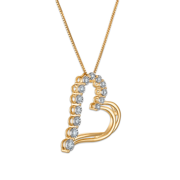 EcoLove 1/4 CTW Lab Grown Diamond 18-inch Heart Pendant in Gold Plated Sterling Silver