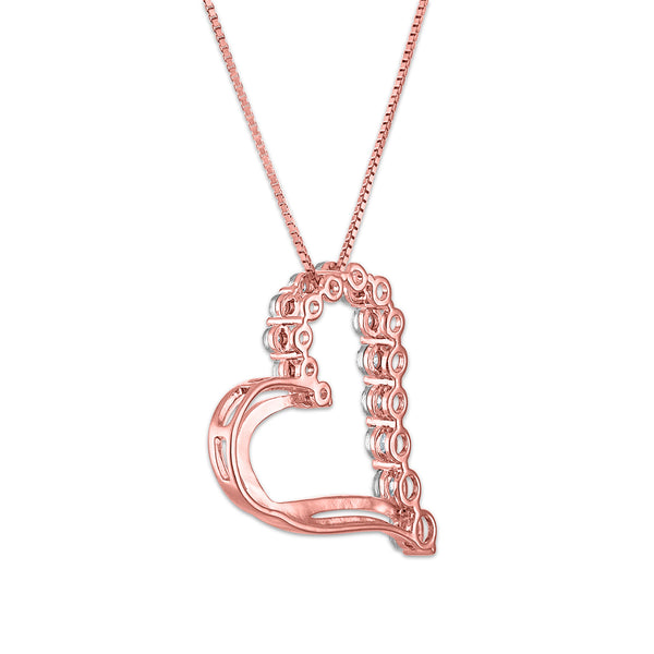 EcoLove 1/4 CTW Lab Grown Diamond 18-inch Heart Pendant in Rose Gold Plated Sterling Silver