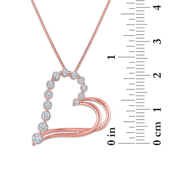 EcoLove 1/4 CTW Lab Grown Diamond 18-inch Heart Pendant in Rose Gold Plated Sterling Silver