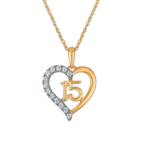 White Diamond Hearts & Symbols Pendant in 10KT Gold